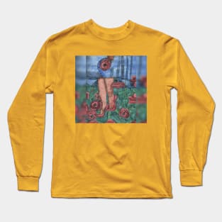 Young Woman among Poppies Long Sleeve T-Shirt